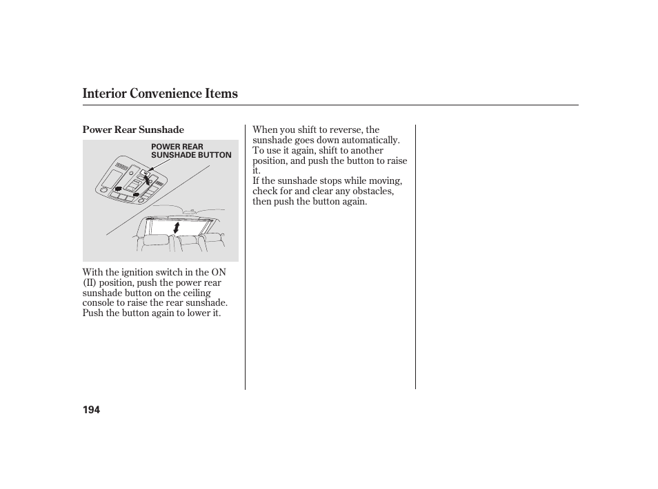 Interior convenience items | Acura 2008 RL User Manual | Page 200 / 502