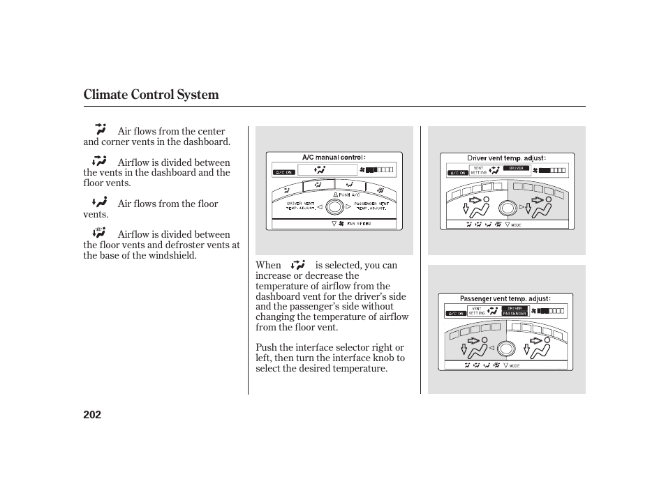 Climate control system | Acura 2008 RL User Manual | Page 208 / 502