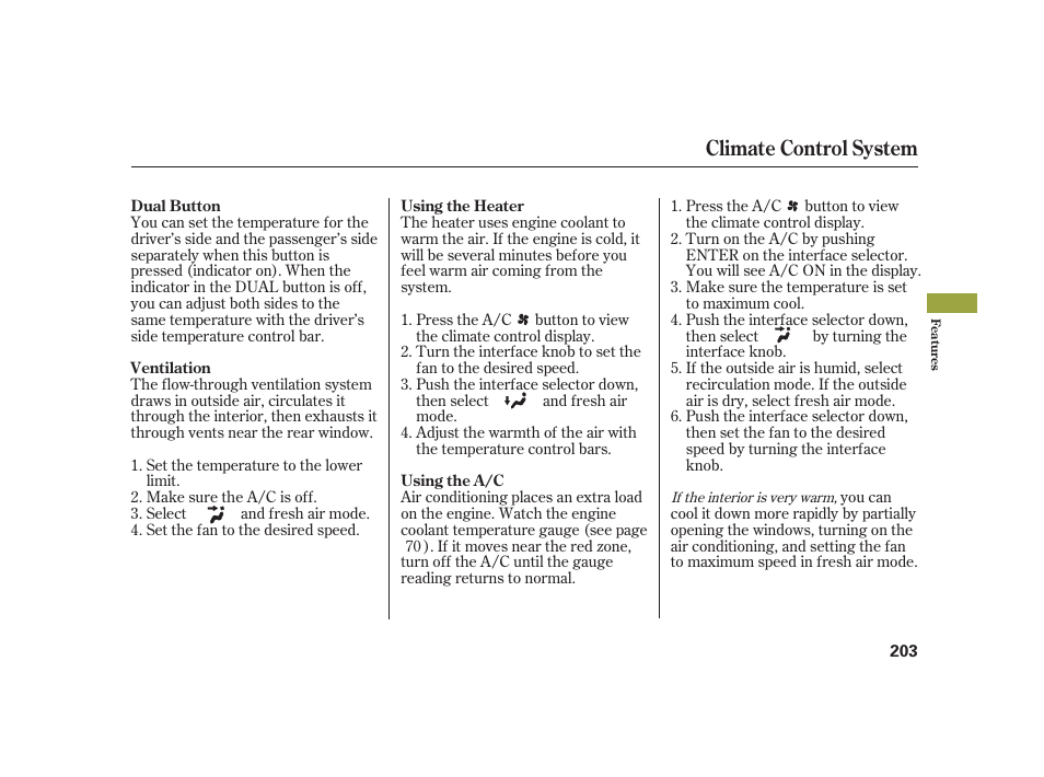 Climate control system | Acura 2008 RL User Manual | Page 209 / 502