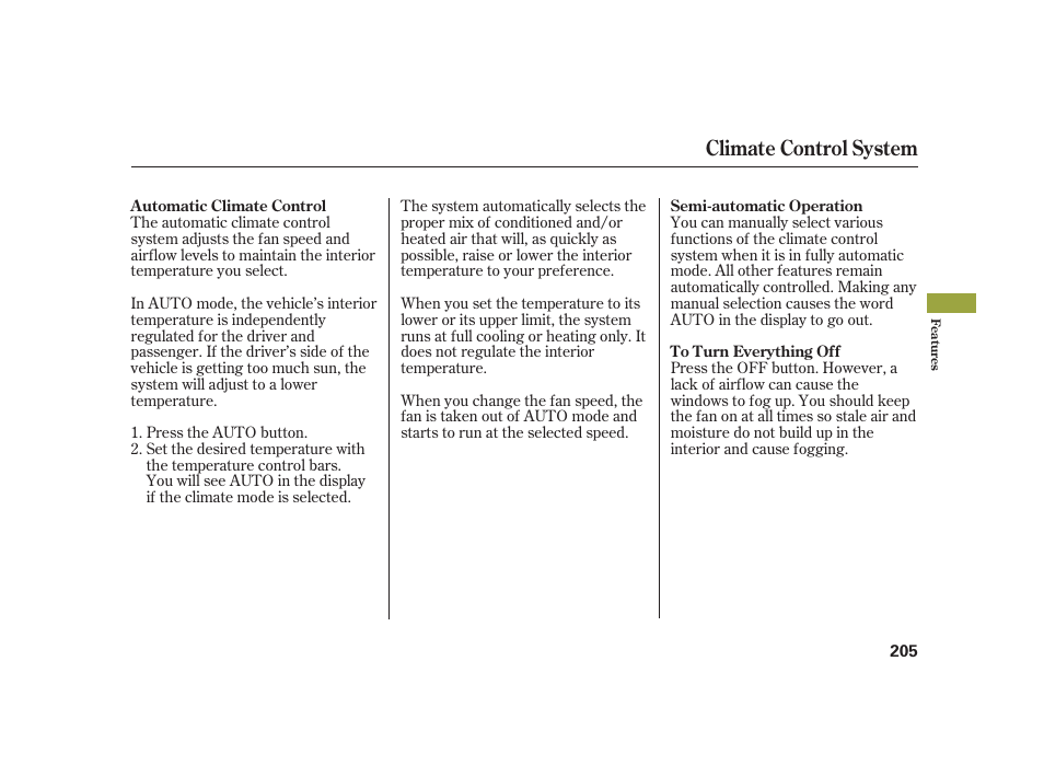 Climate control system | Acura 2008 RL User Manual | Page 211 / 502