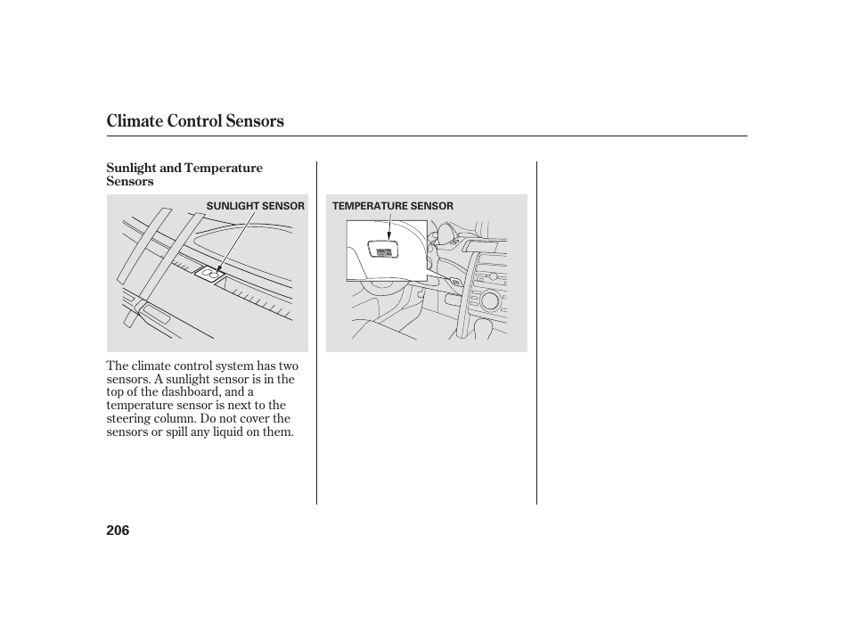 Climate control sensors | Acura 2008 RL User Manual | Page 212 / 502