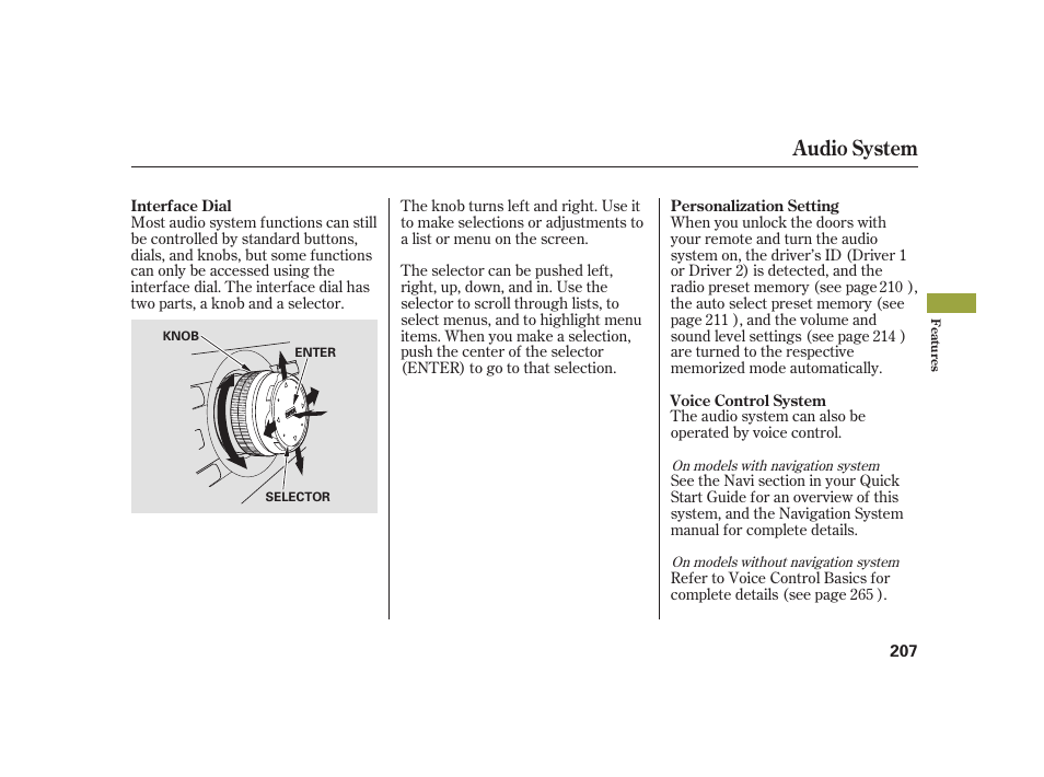 Audio system | Acura 2008 RL User Manual | Page 213 / 502