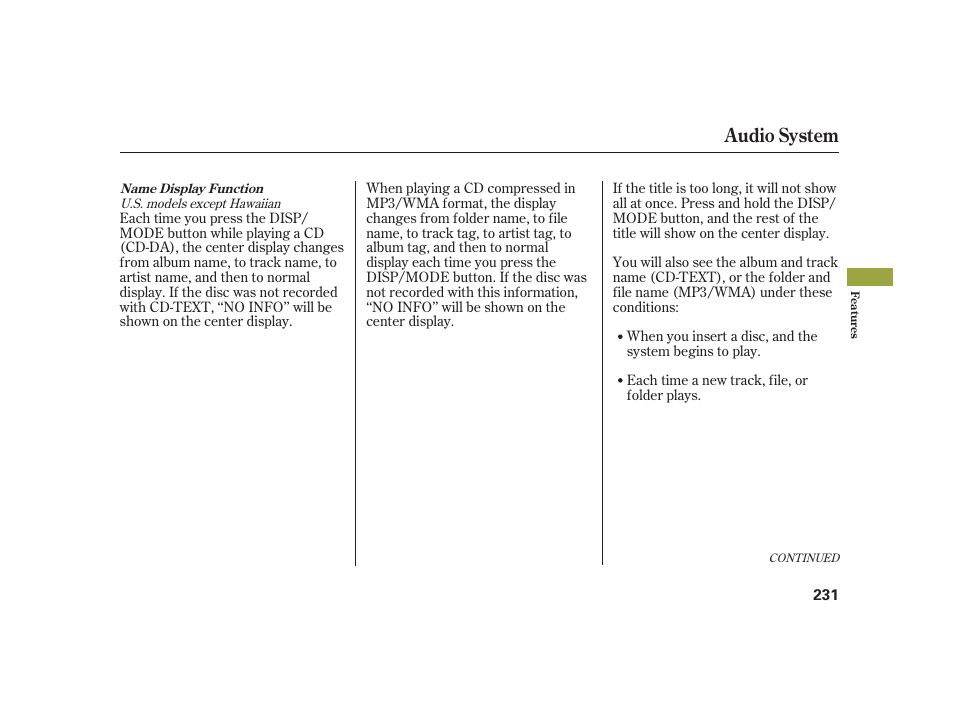 Audio system | Acura 2008 RL User Manual | Page 237 / 502