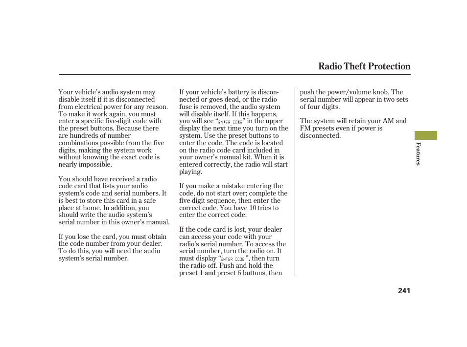 Radio theft protection | Acura 2008 RL User Manual | Page 247 / 502