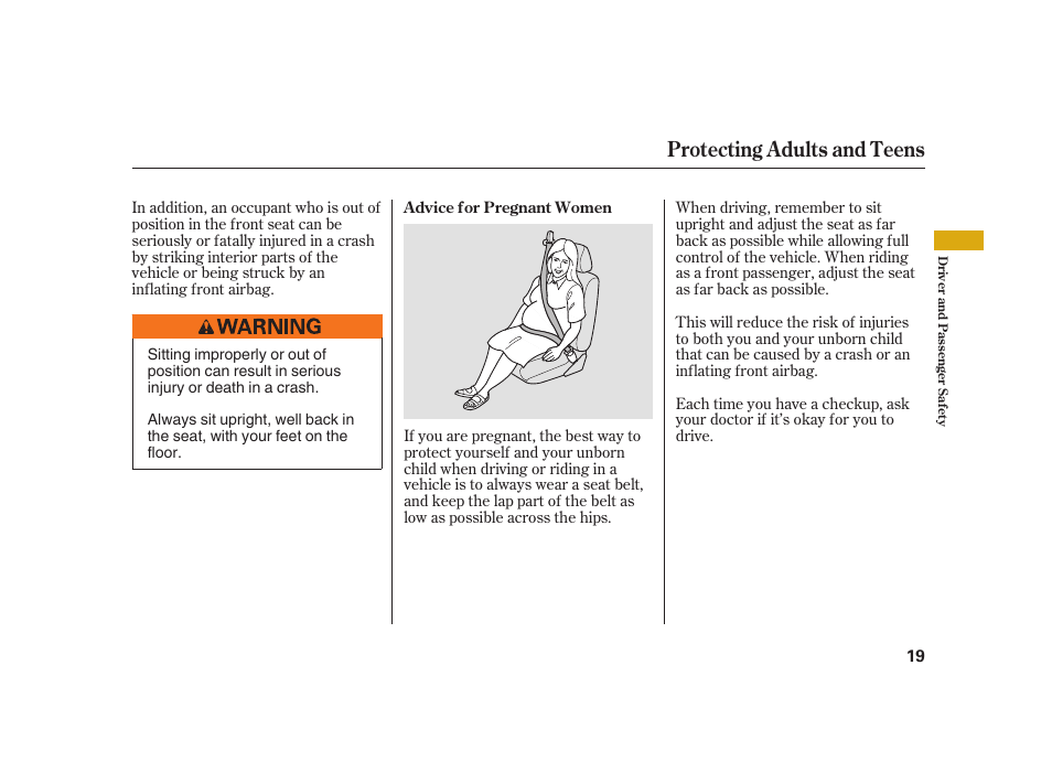 Protecting adults and teens | Acura 2008 RL User Manual | Page 25 / 502