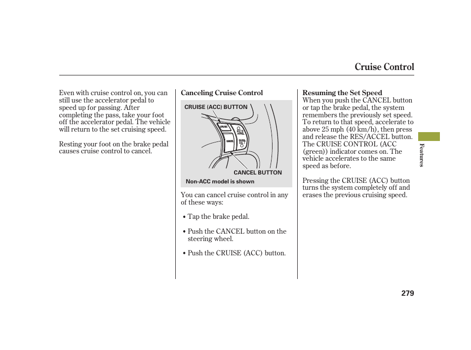Cruise control | Acura 2008 RL User Manual | Page 285 / 502
