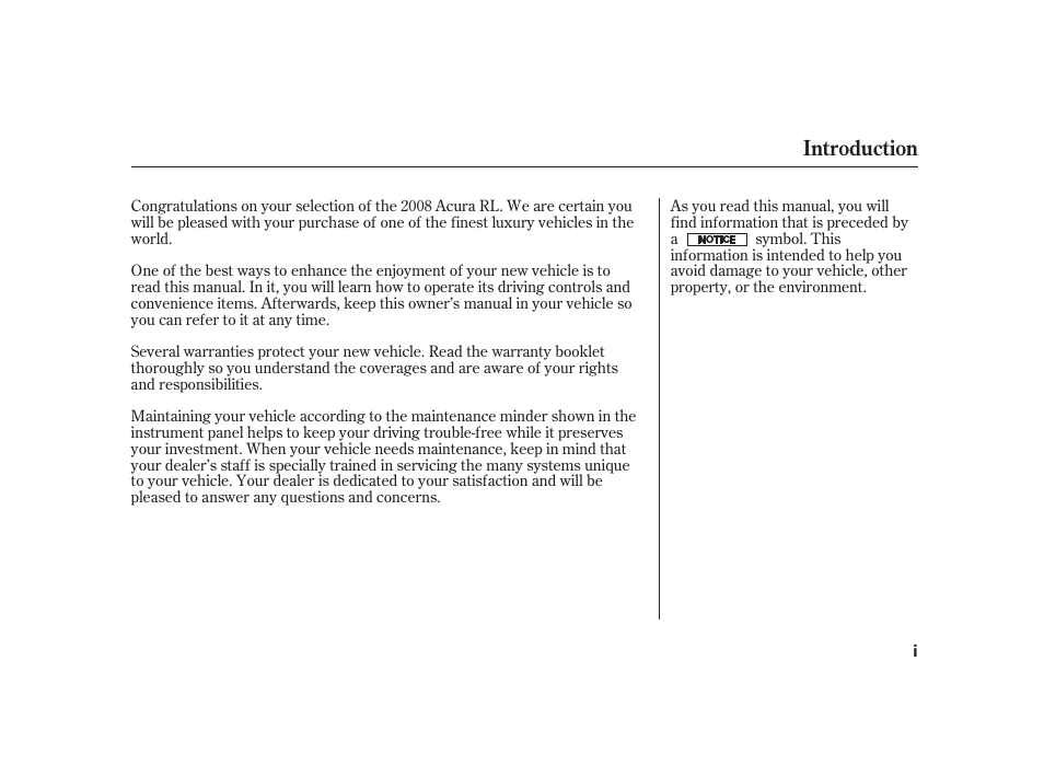 Introduction | Acura 2008 RL User Manual | Page 3 / 502