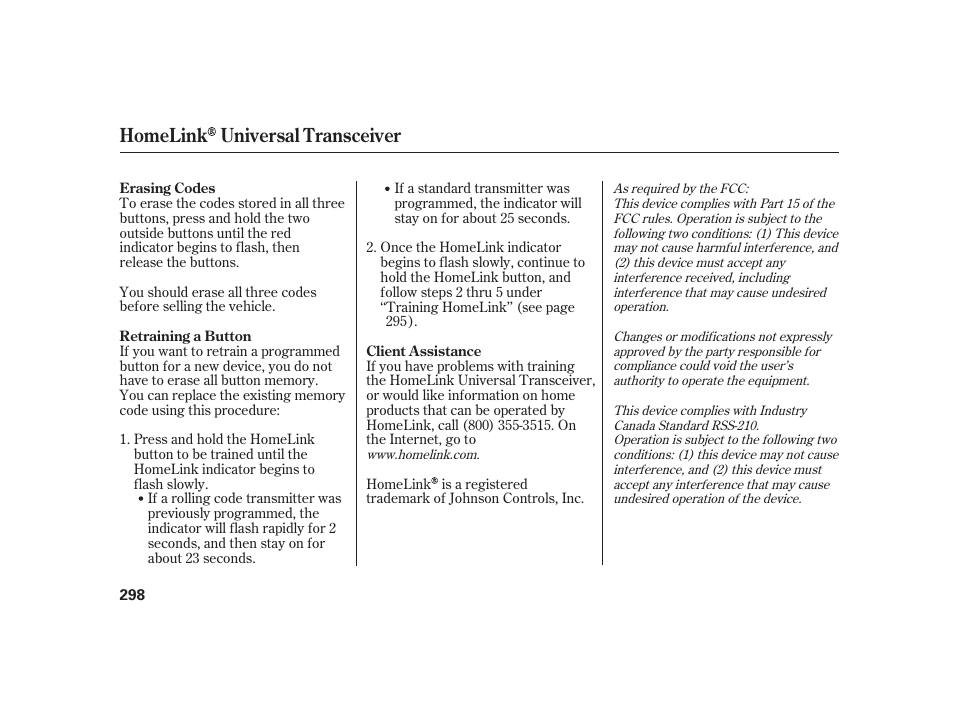 Homelink universal transceiver | Acura 2008 RL User Manual | Page 304 / 502