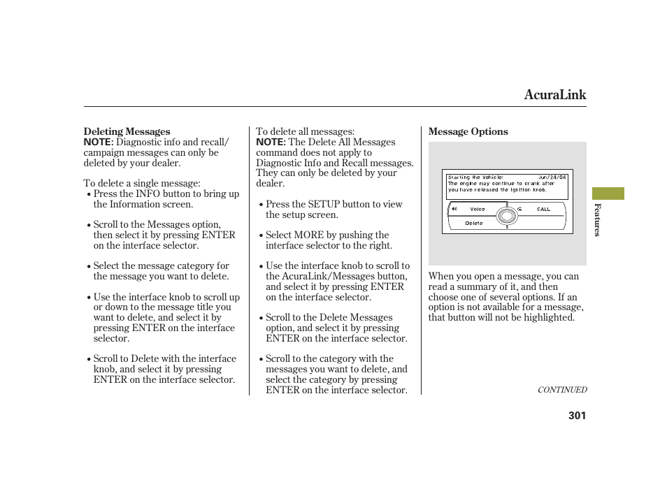 Acuralink | Acura 2008 RL User Manual | Page 307 / 502