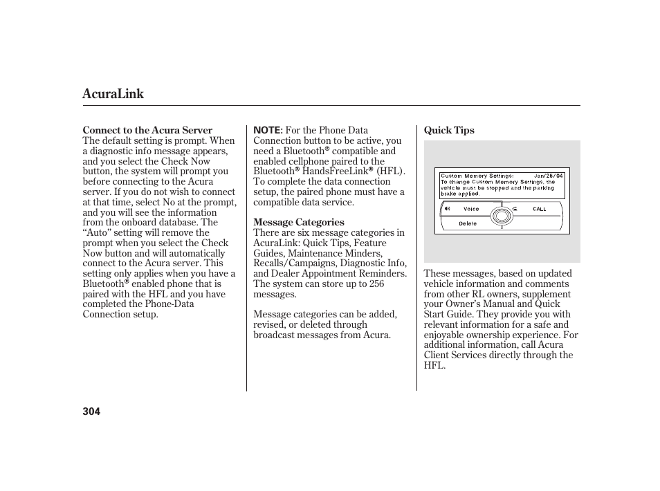 Acuralink | Acura 2008 RL User Manual | Page 310 / 502