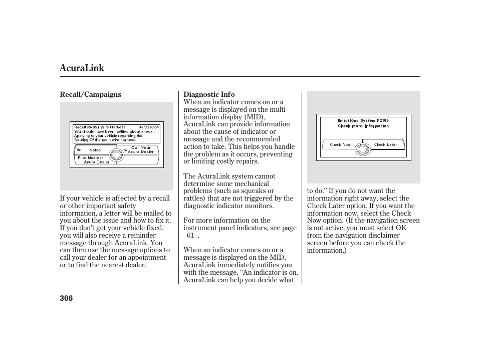 Acuralink | Acura 2008 RL User Manual | Page 312 / 502