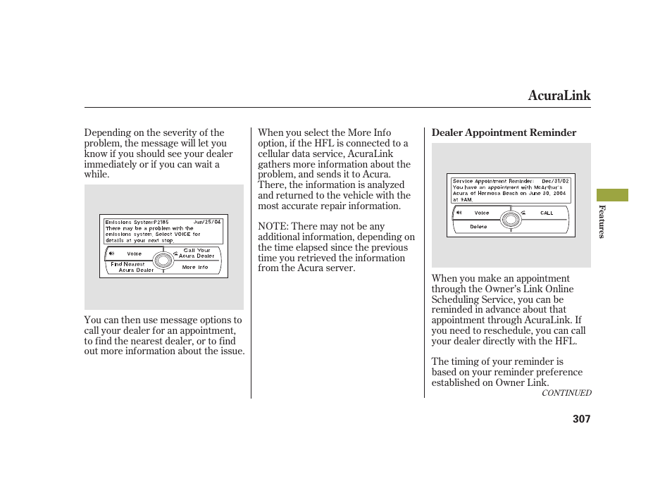 Acuralink | Acura 2008 RL User Manual | Page 313 / 502