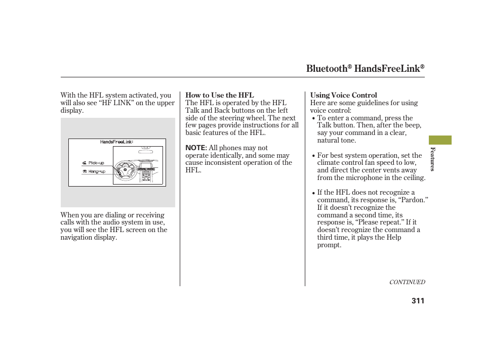 Bluetooth handsfreelink | Acura 2008 RL User Manual | Page 317 / 502