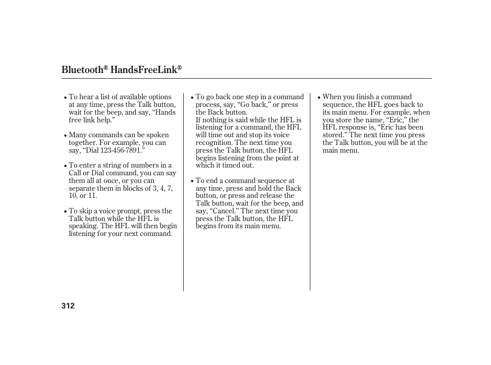 Bluetooth handsfreelink | Acura 2008 RL User Manual | Page 318 / 502