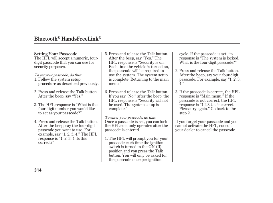 Bluetooth handsfreelink | Acura 2008 RL User Manual | Page 320 / 502