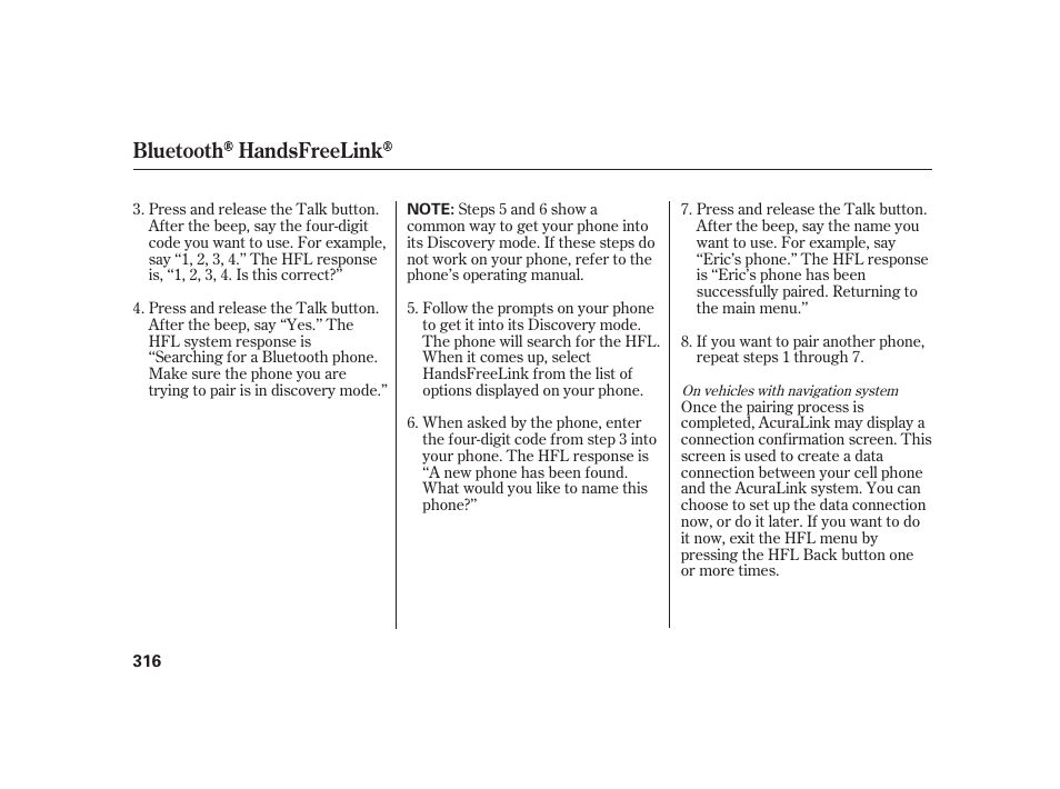 Bluetooth handsfreelink | Acura 2008 RL User Manual | Page 322 / 502