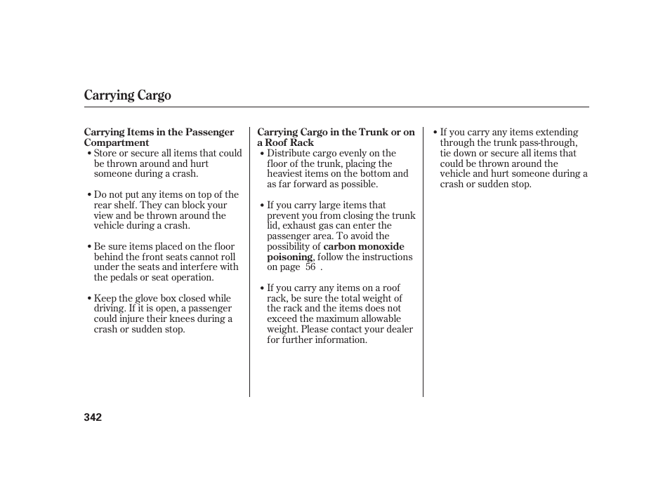 Carrying cargo | Acura 2008 RL User Manual | Page 348 / 502