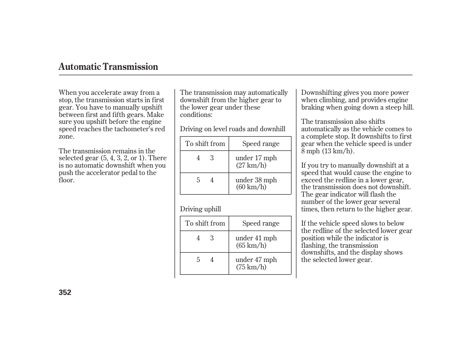 Automatic transmission | Acura 2008 RL User Manual | Page 358 / 502