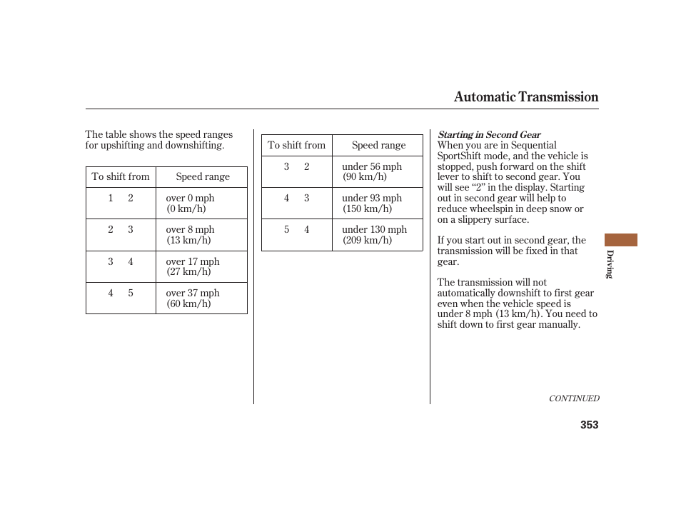 Automatic transmission | Acura 2008 RL User Manual | Page 359 / 502