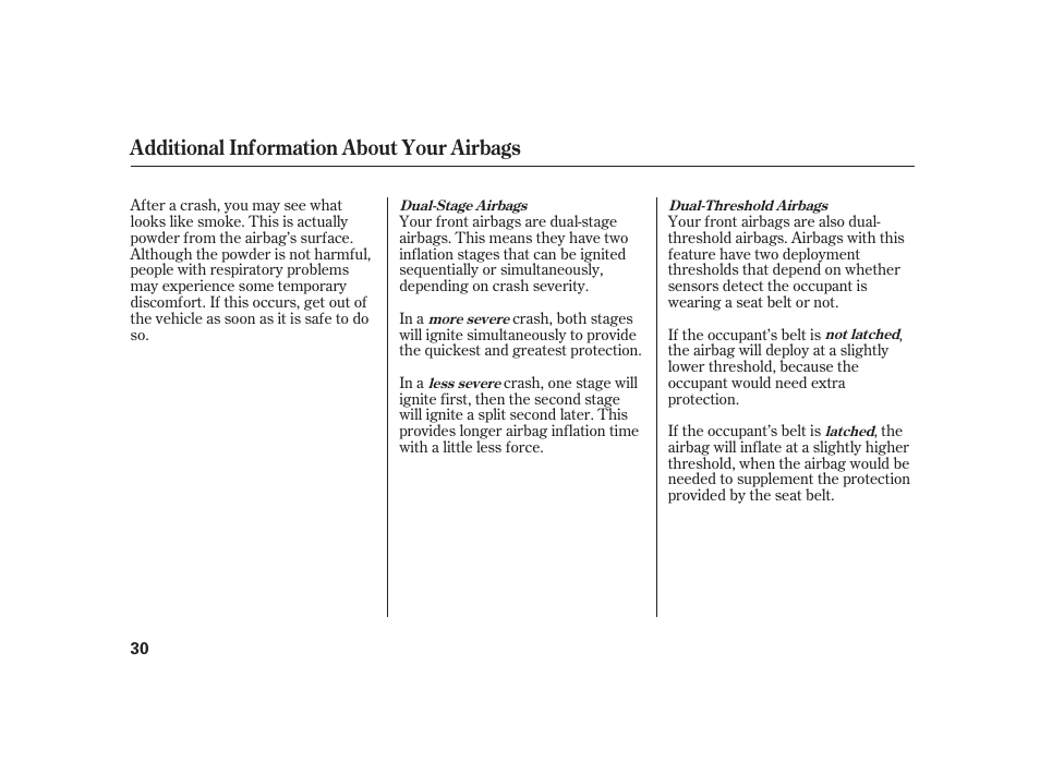 Additional information about your airbags | Acura 2008 RL User Manual | Page 36 / 502