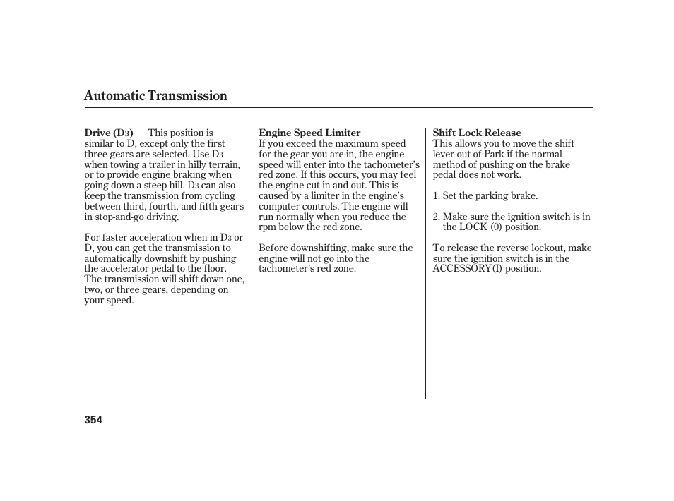 Automatic transmission | Acura 2008 RL User Manual | Page 360 / 502