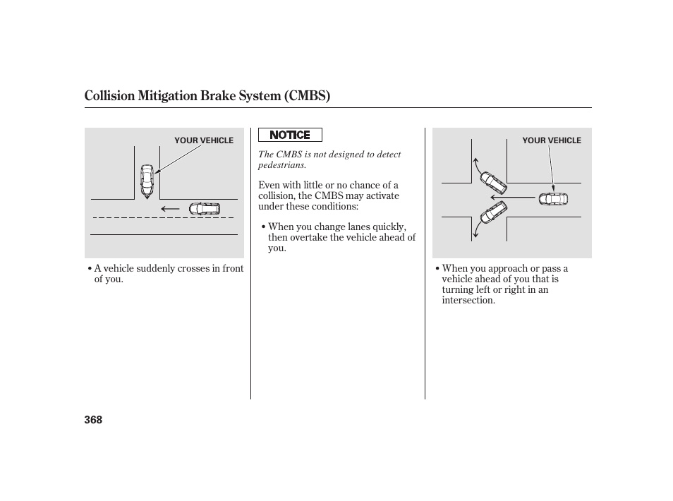 Collision mitigation brake system (cmbs) | Acura 2008 RL User Manual | Page 374 / 502