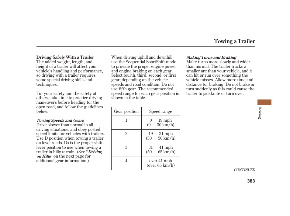 Towing a trailer | Acura 2008 RL User Manual | Page 389 / 502