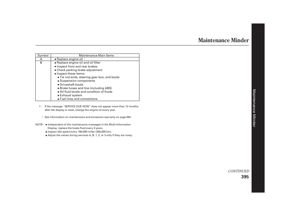 Maintenance minder | Acura 2008 RL User Manual | Page 401 / 502