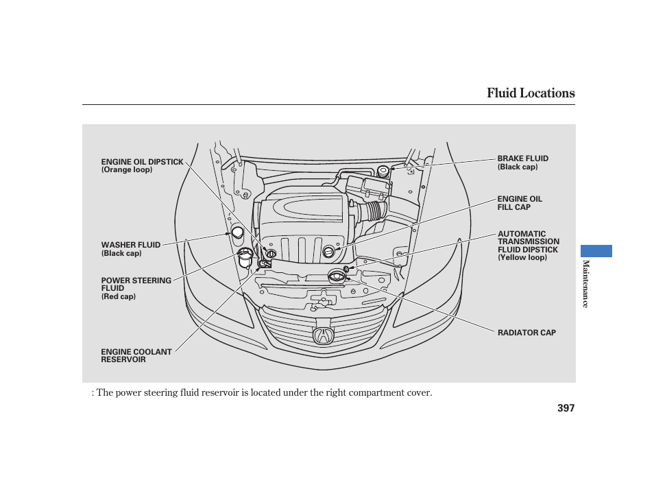 Fluid locations | Acura 2008 RL User Manual | Page 403 / 502