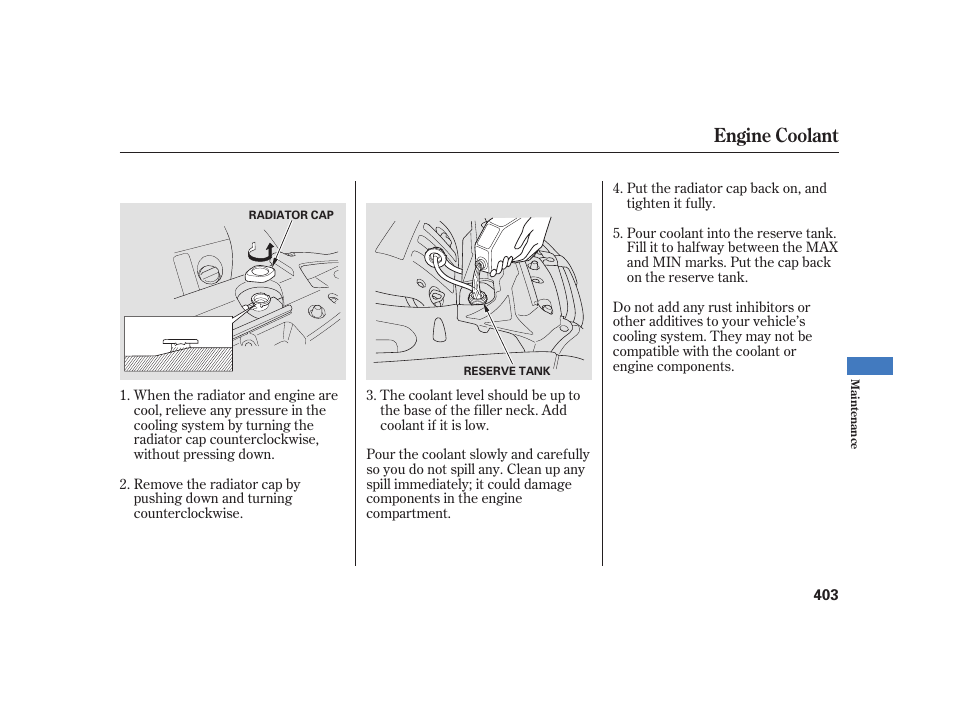 Engine coolant | Acura 2008 RL User Manual | Page 409 / 502