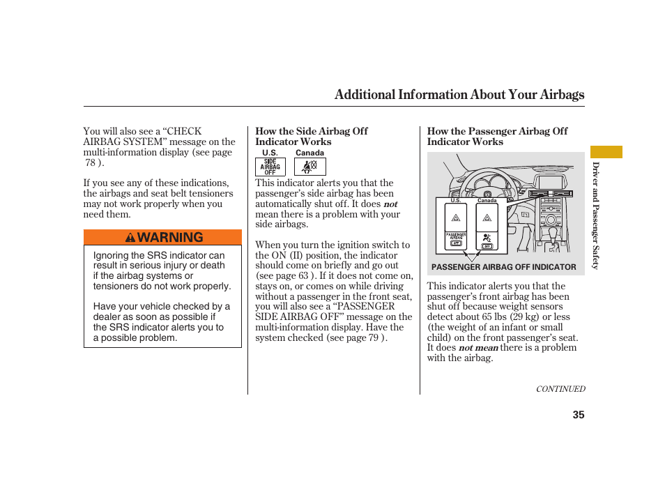 Additional information about your airbags | Acura 2008 RL User Manual | Page 41 / 502