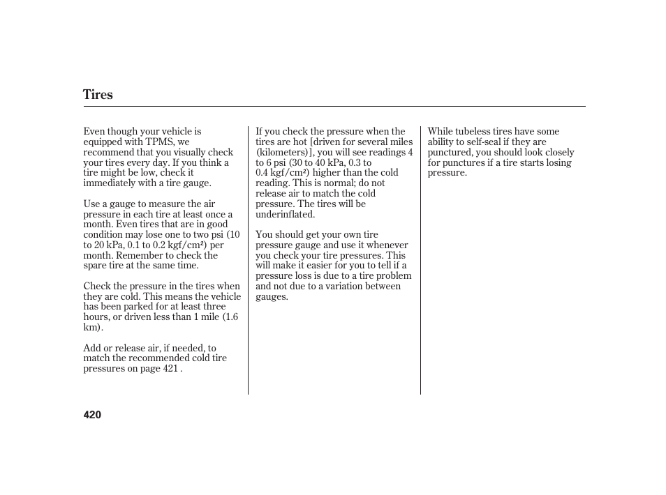 Tires | Acura 2008 RL User Manual | Page 426 / 502