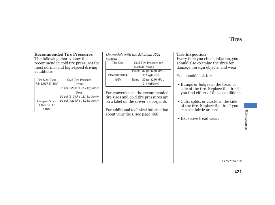 Tires | Acura 2008 RL User Manual | Page 427 / 502