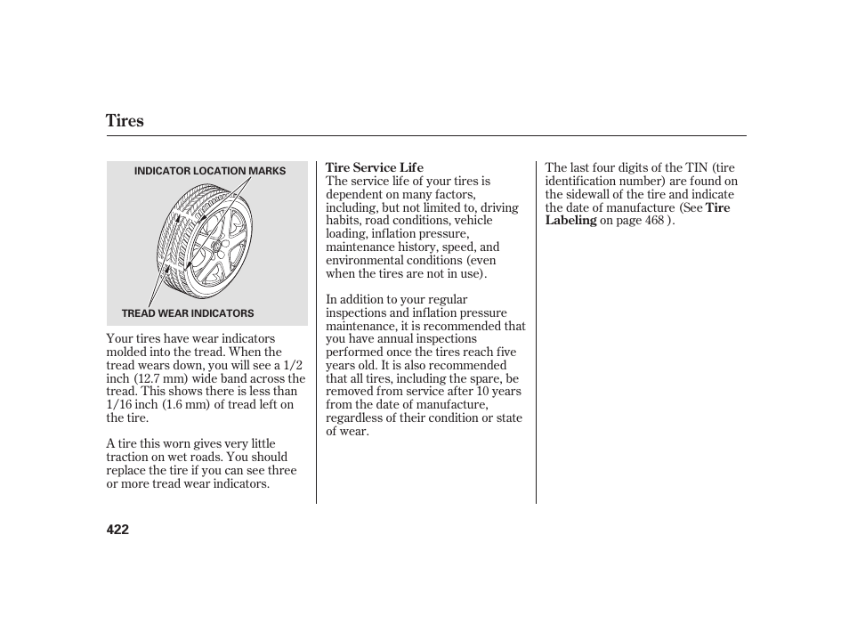 Tires | Acura 2008 RL User Manual | Page 428 / 502