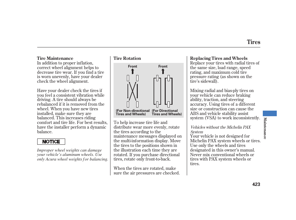 Tires | Acura 2008 RL User Manual | Page 429 / 502