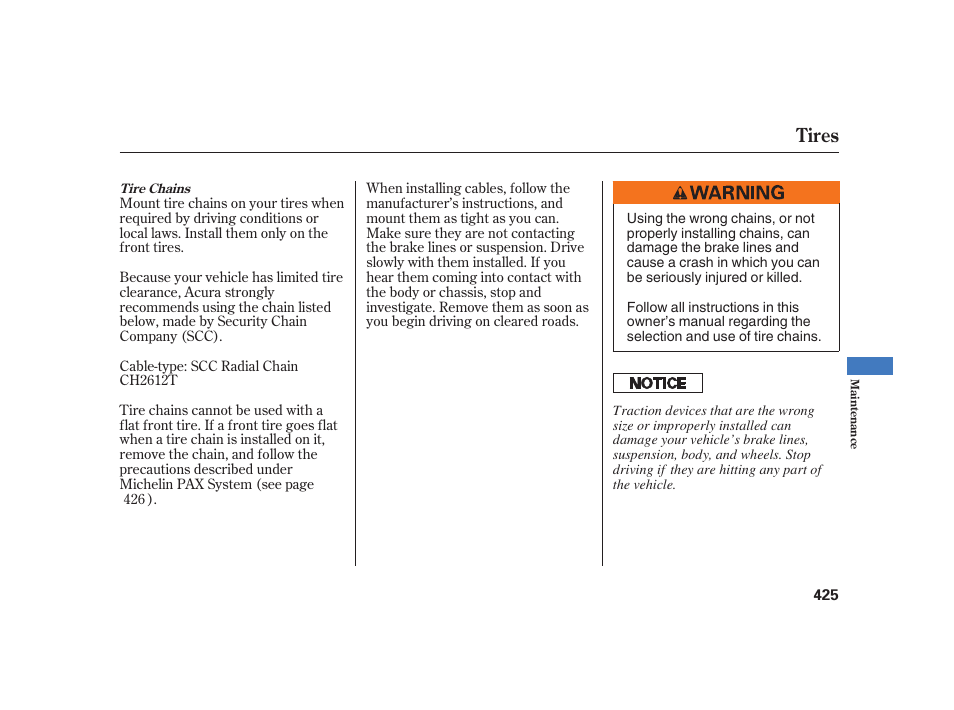 Tires | Acura 2008 RL User Manual | Page 431 / 502