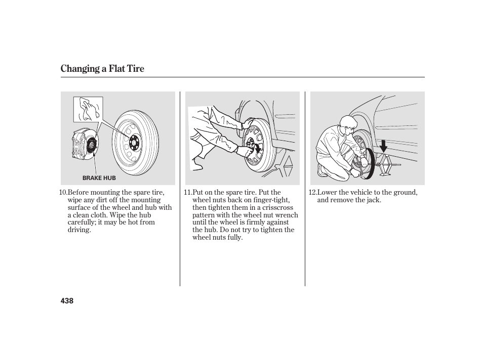 Changing a flat tire | Acura 2008 RL User Manual | Page 444 / 502