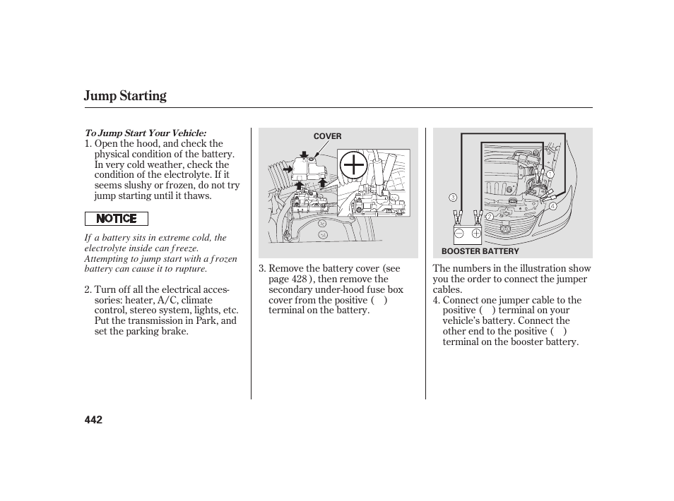 Jump starting | Acura 2008 RL User Manual | Page 448 / 502