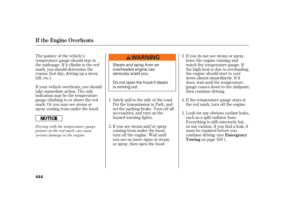 If the engine overheats | Acura 2008 RL User Manual | Page 450 / 502