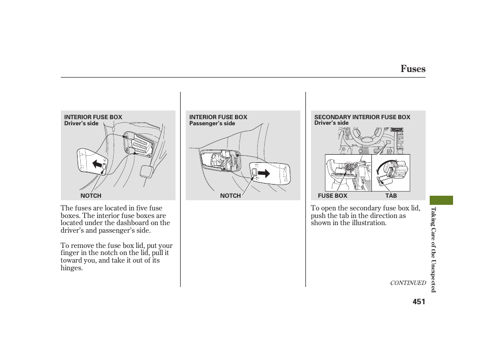 Fuses | Acura 2008 RL User Manual | Page 457 / 502