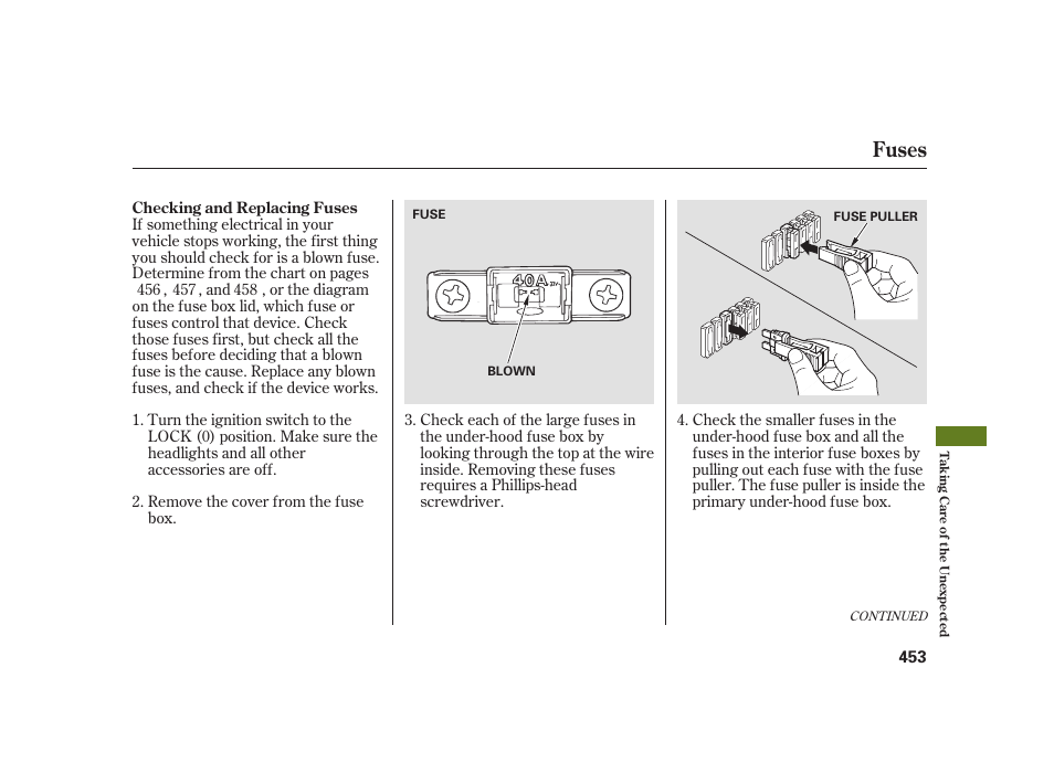 Fuses | Acura 2008 RL User Manual | Page 459 / 502