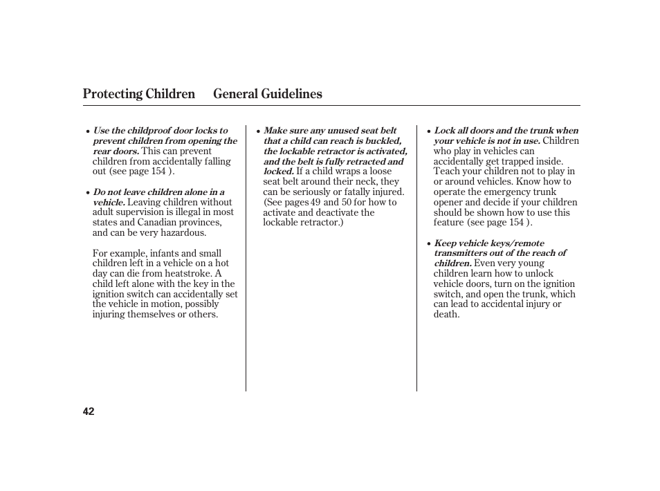 Protecting children general guidelines | Acura 2008 RL User Manual | Page 48 / 502