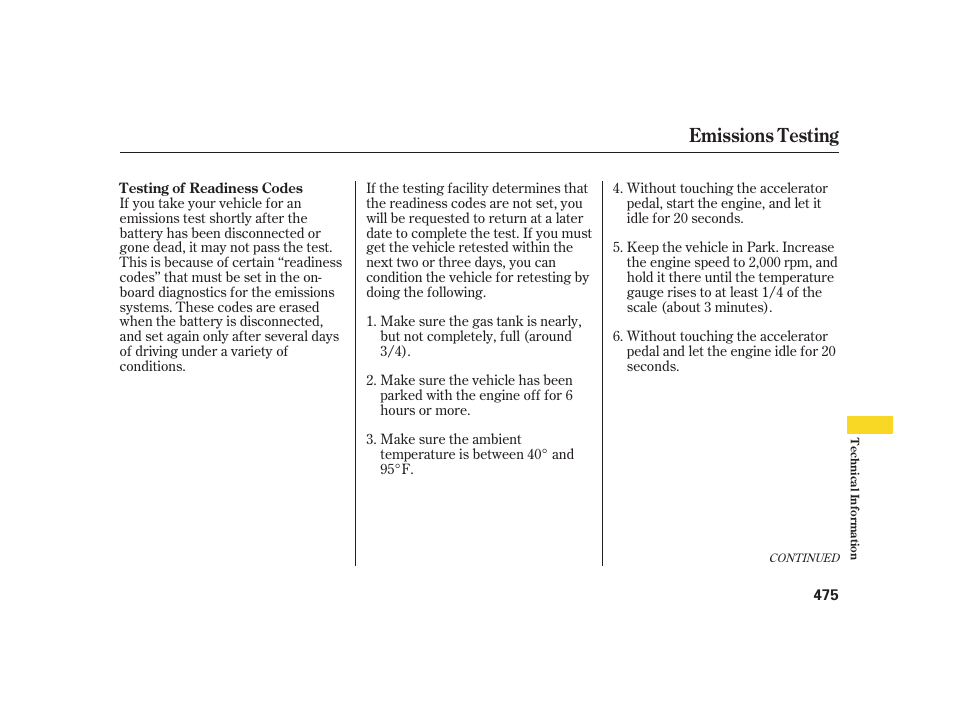 Emissions testing | Acura 2008 RL User Manual | Page 481 / 502