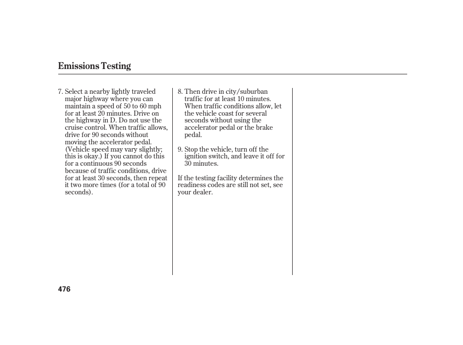 Emissions testing | Acura 2008 RL User Manual | Page 482 / 502