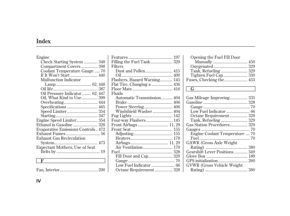 Index | Acura 2008 RL User Manual | Page 492 / 502