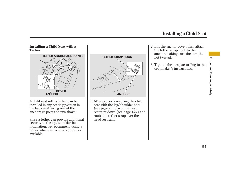 Installing a child seat | Acura 2008 RL User Manual | Page 57 / 502