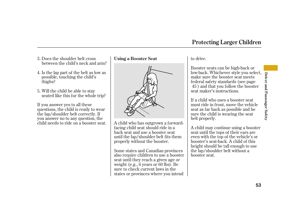 Protecting larger children | Acura 2008 RL User Manual | Page 59 / 502