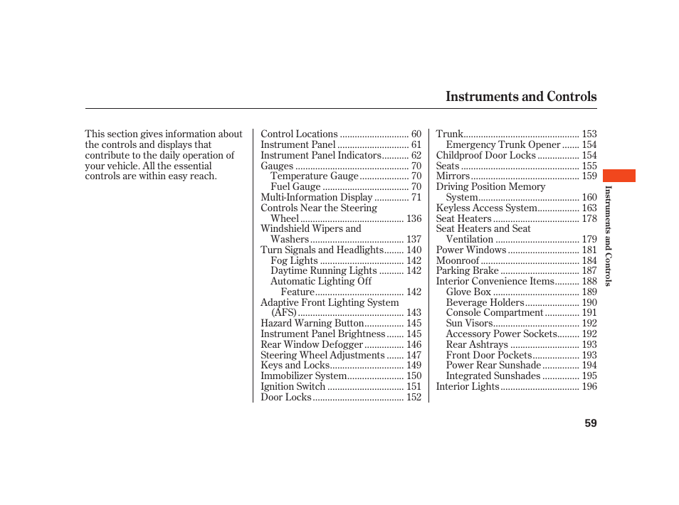 Instruments and controls | Acura 2008 RL User Manual | Page 65 / 502