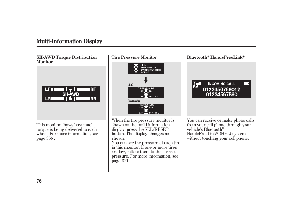 Multi-information display | Acura 2008 RL User Manual | Page 82 / 502