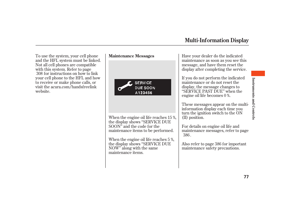 Multi-information display | Acura 2008 RL User Manual | Page 83 / 502